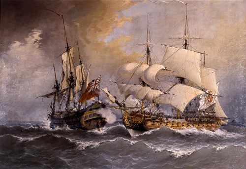 Combate_de_una_fragata_espanola_contra_el_navio_ingles_Stanhope_Museo_Naval
